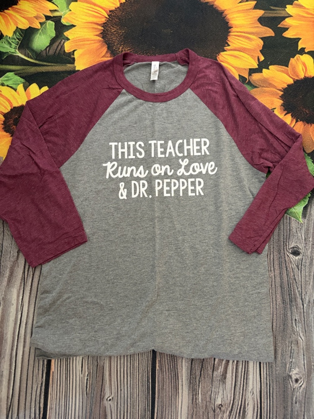 Bella Canvas Gray & Burgundy Teacher Raglan Tee